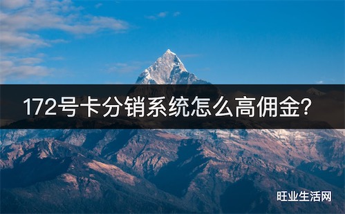 172号卡分销系统怎么高佣金？一级代理开通推荐人在这