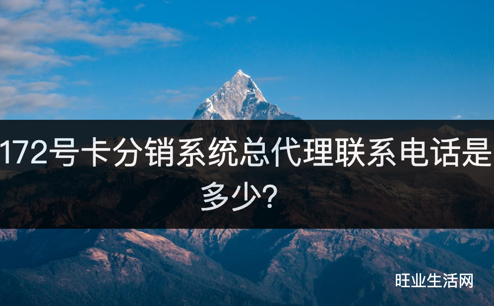 172号卡分销系统总代理联系电话是多少？