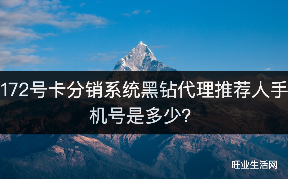 172号卡分销系统黑钻代理推荐人手机号是多少？