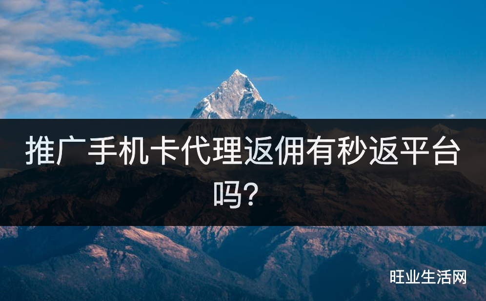 推广手机卡代理返佣有秒返平台吗？