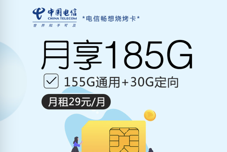 电信流量卡套餐一览表:19/29元185G手机卡汇总