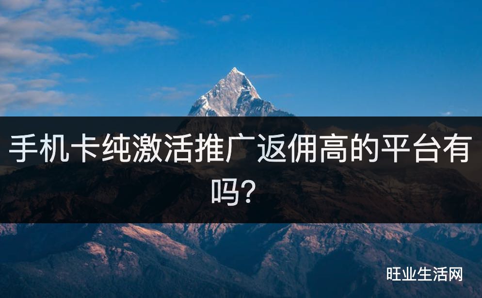 手机卡纯激活推广返佣高的平台有吗？