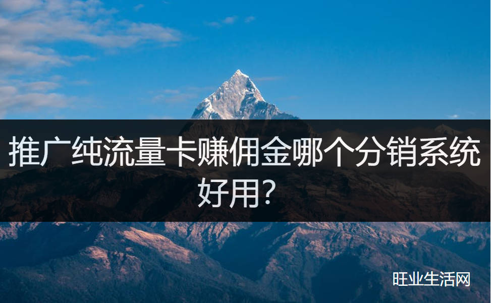 推广纯流量卡赚佣金哪个分销系统好用？