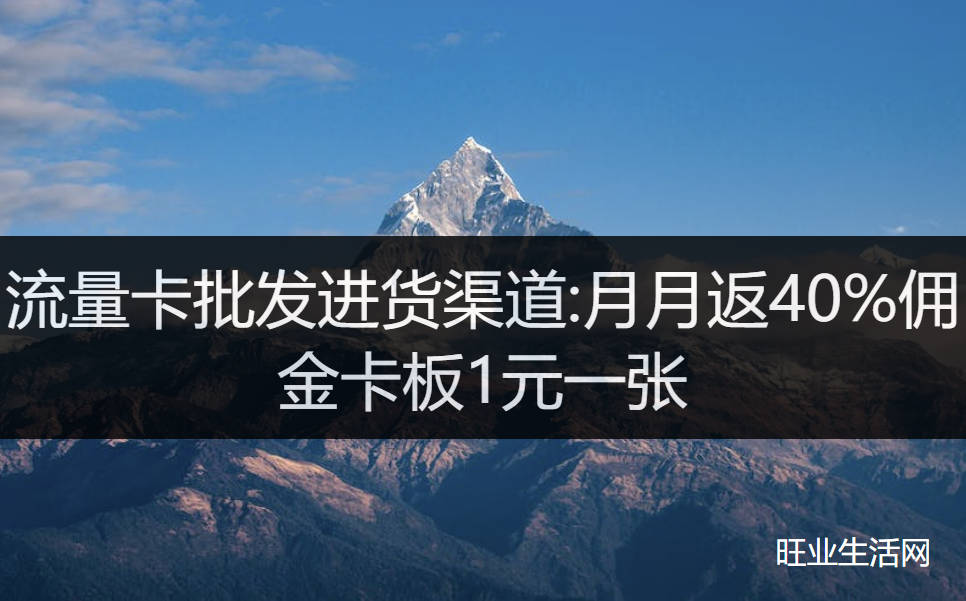 流量卡批发进货渠道:月月返40%佣金卡板1元一张